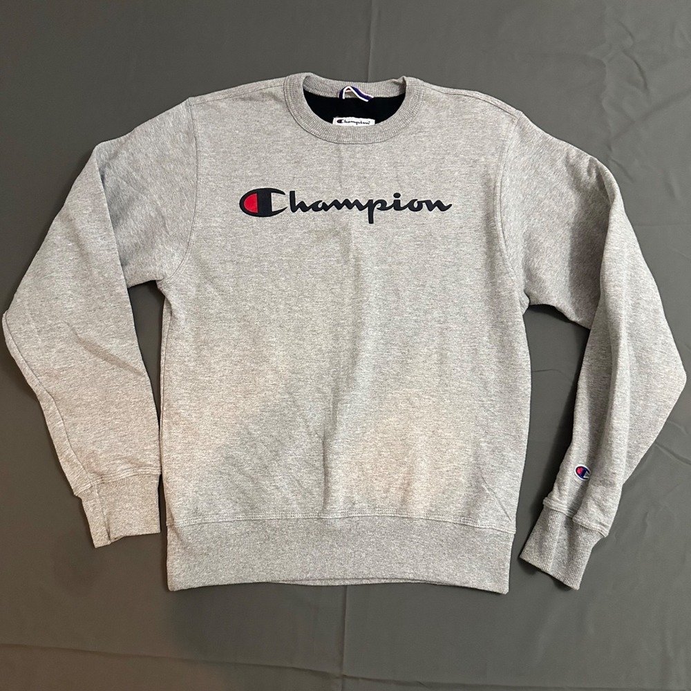 Champion Sweater Mens Size Small Gray Casual Pullover Sweatshirt